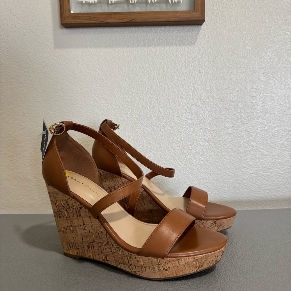 Tommy Hilfiger Brown Cork Wedges